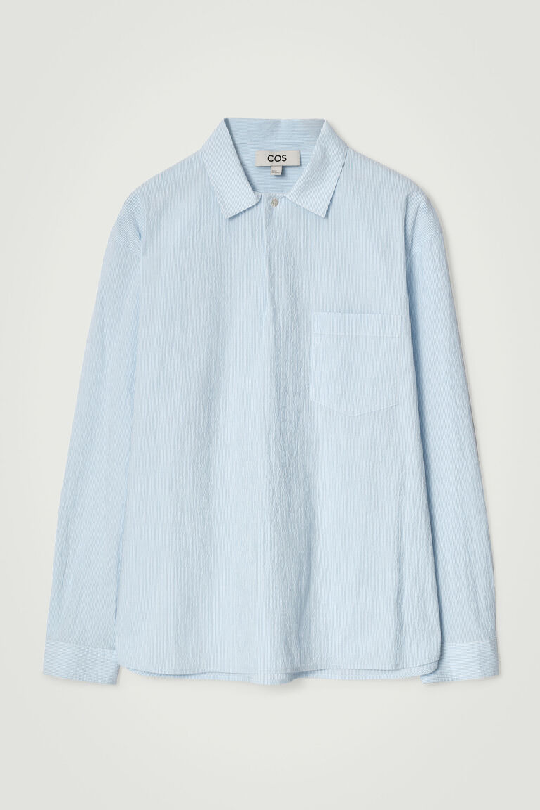 COTTON-SEERSUCKER POPOVER SHIRT