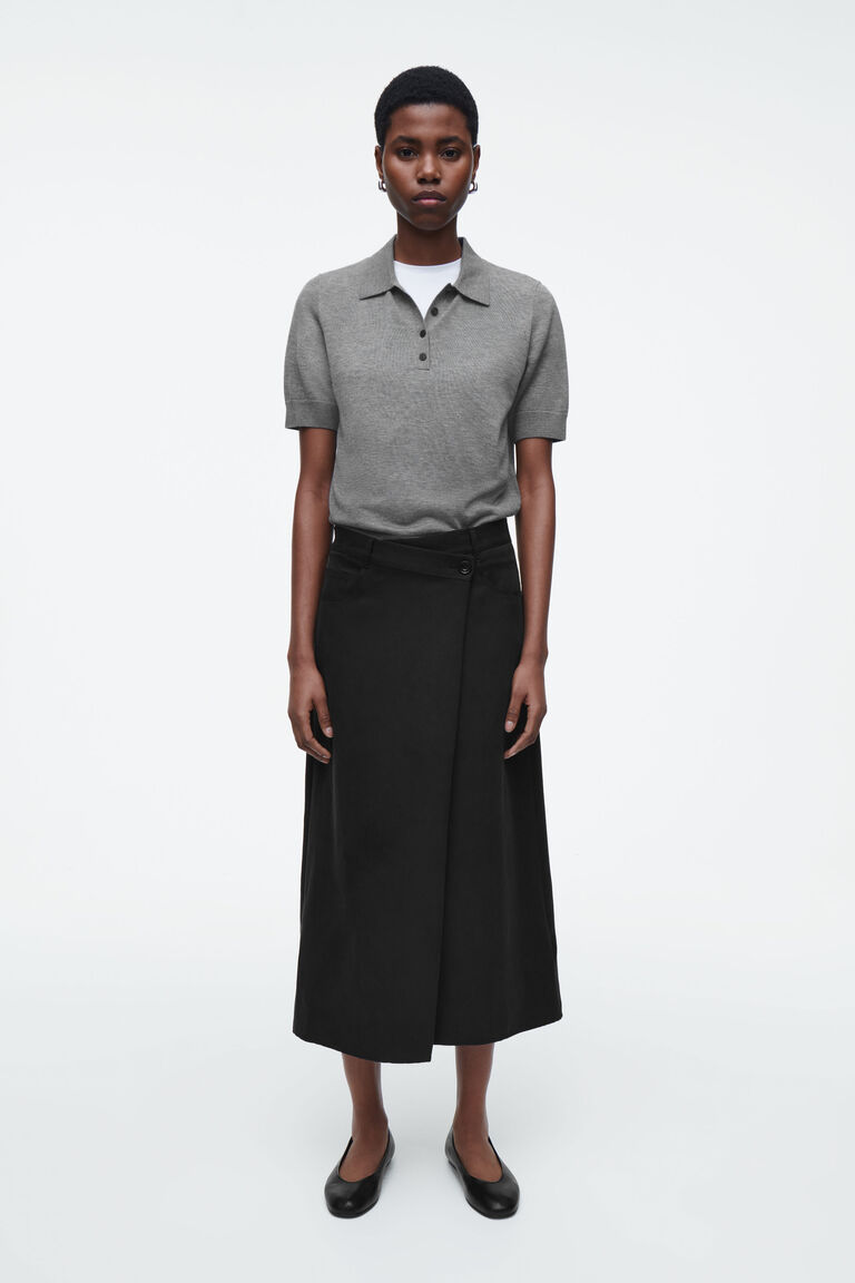 ASYMMETRIC FLUID MIDI SKIRT