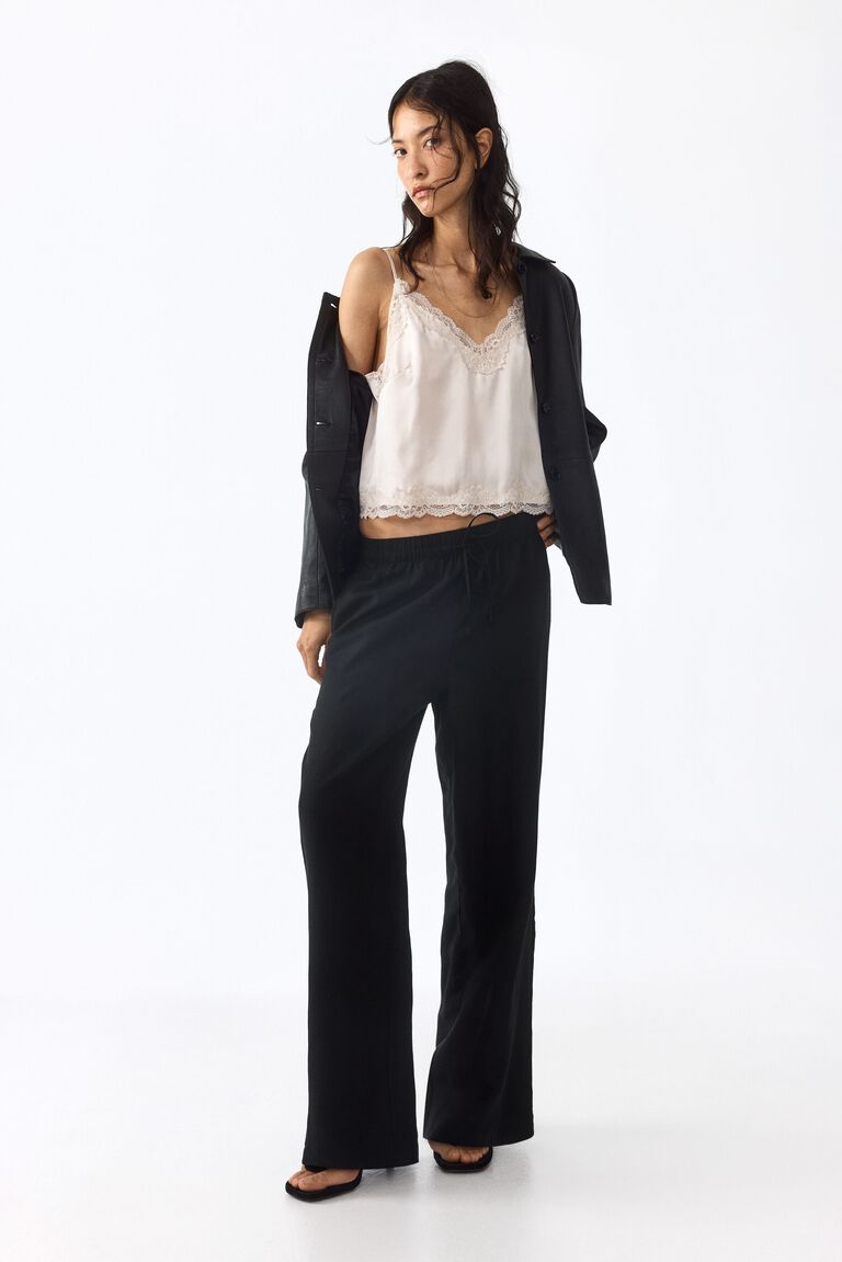 Linen-blend trousers