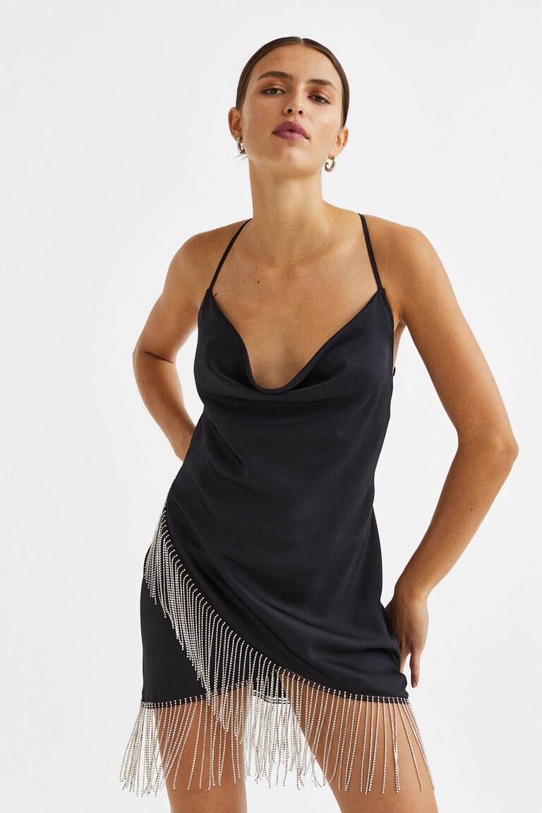 Rhinestoneembellished slip dress