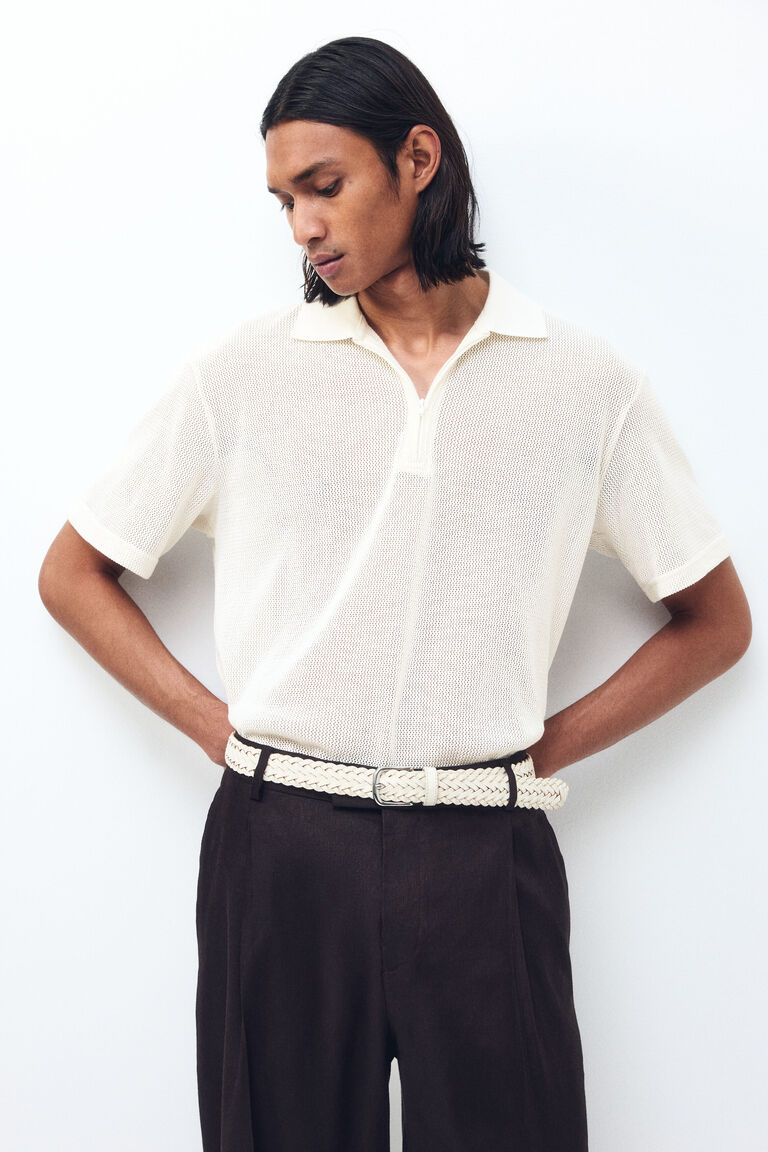 Regular Fit Hole-knit polo shirt