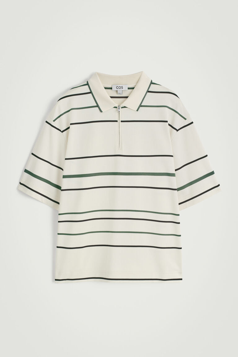 STRIPED HALF-ZIP POLO SHIRT