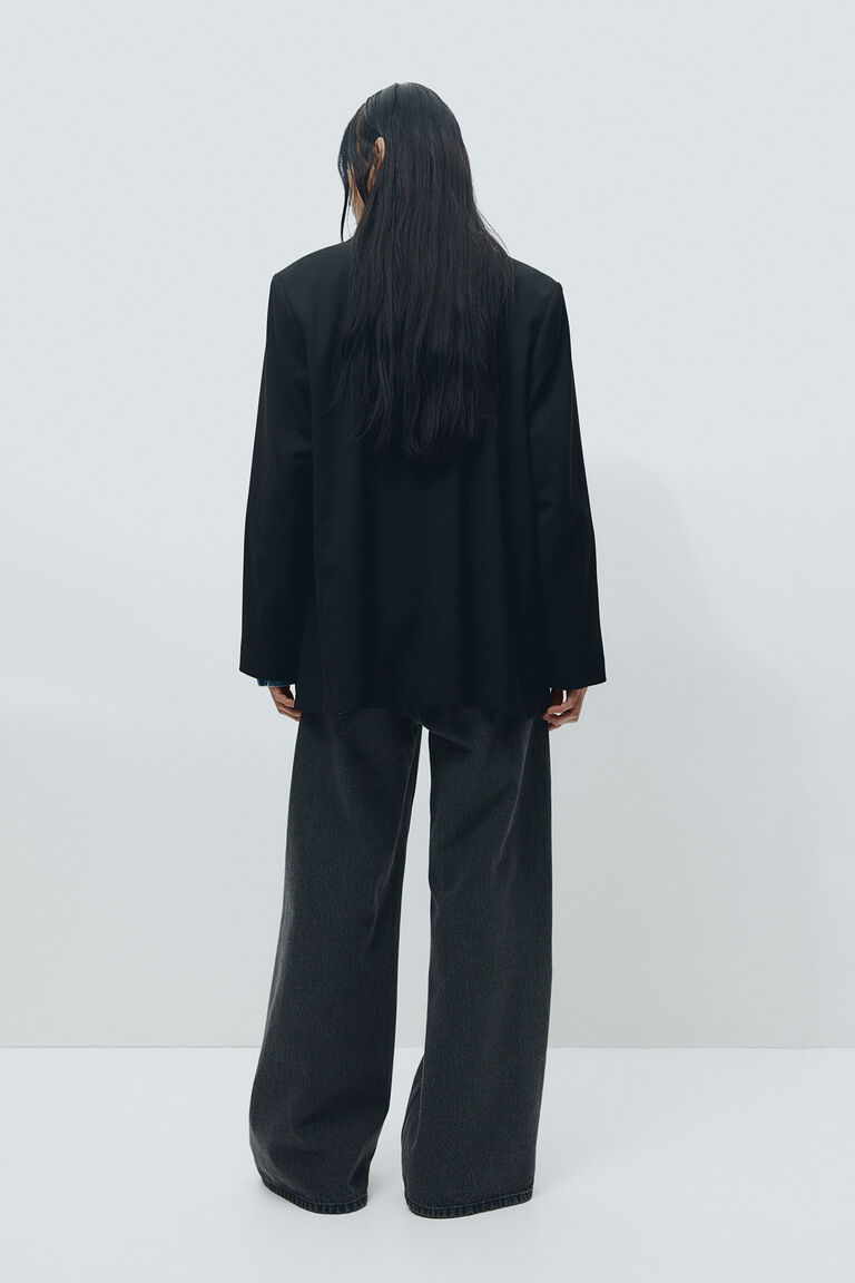 ジャケット・アウター Herlipto Double-Breasted Long Blazer M Single-breasted Blazer - Black - Ladies | H&M US