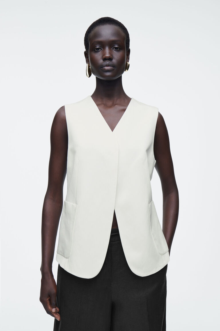 WRAP-FRONT LINEN-BLEND WAISTCOAT
