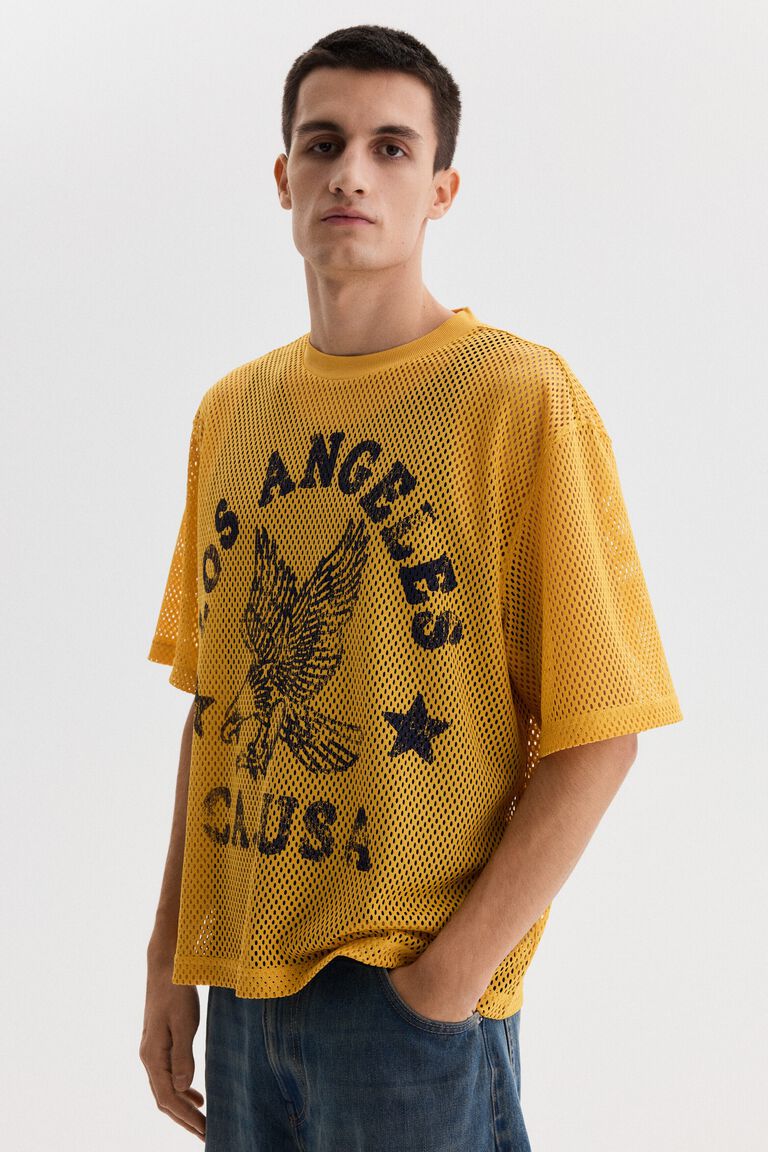 Oversized Fit Printed mesh t-shirt