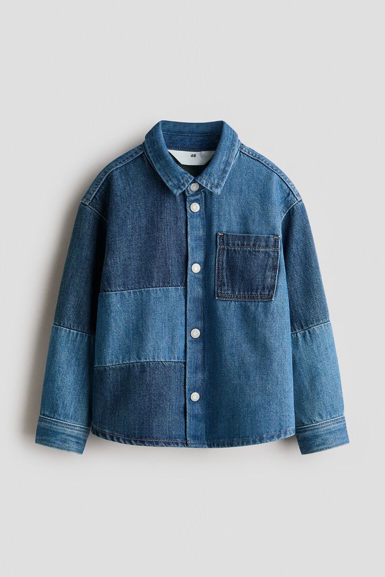 Block-coloured denim shirt