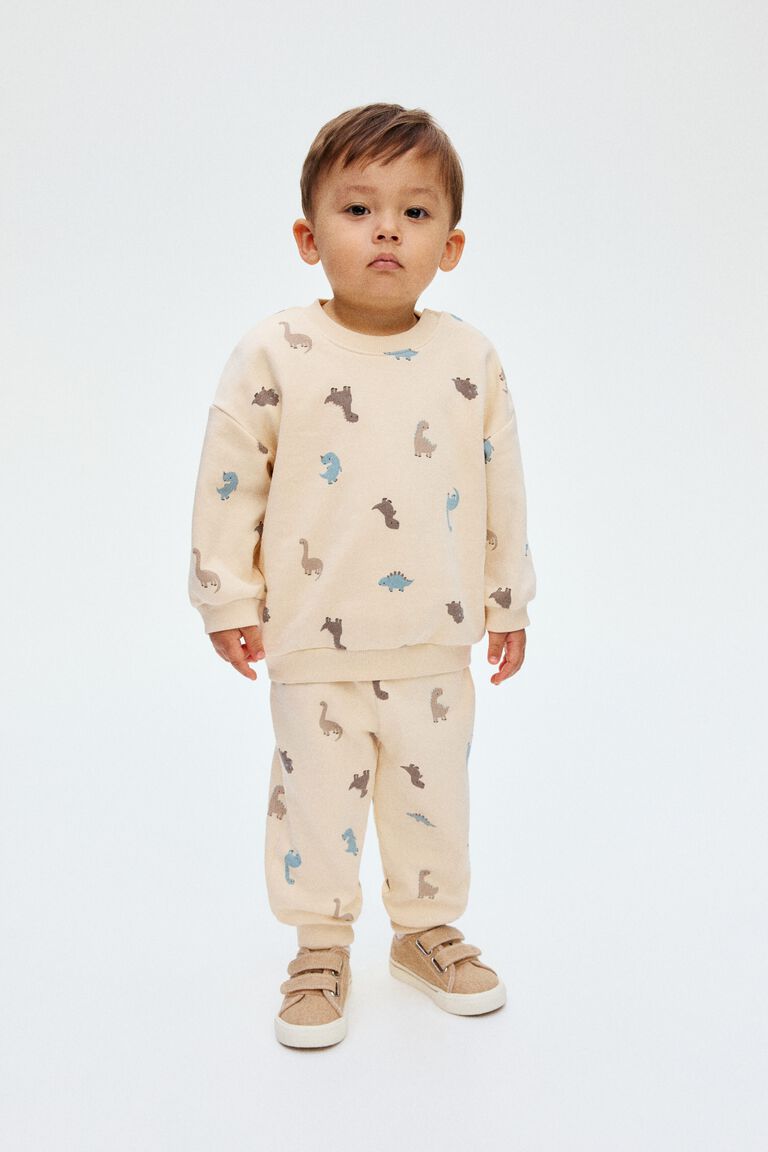 2-piece printed brushed-inside sweatshirt set