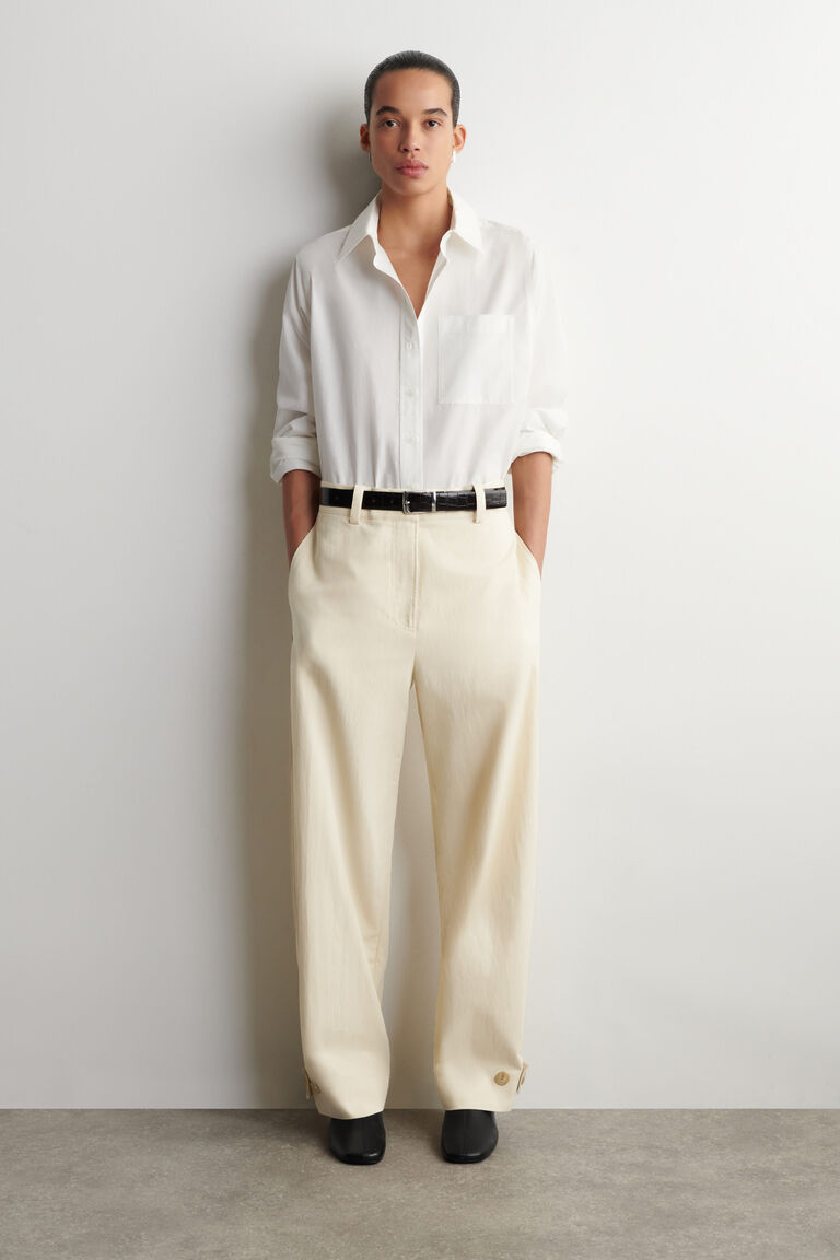 BARREL-LEG COTTON UTILITY TROUSERS