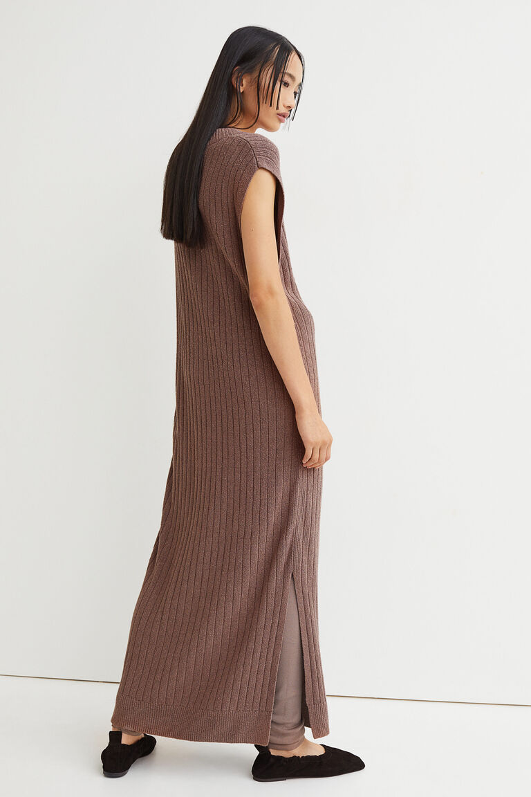 Ribbed silk blend dress