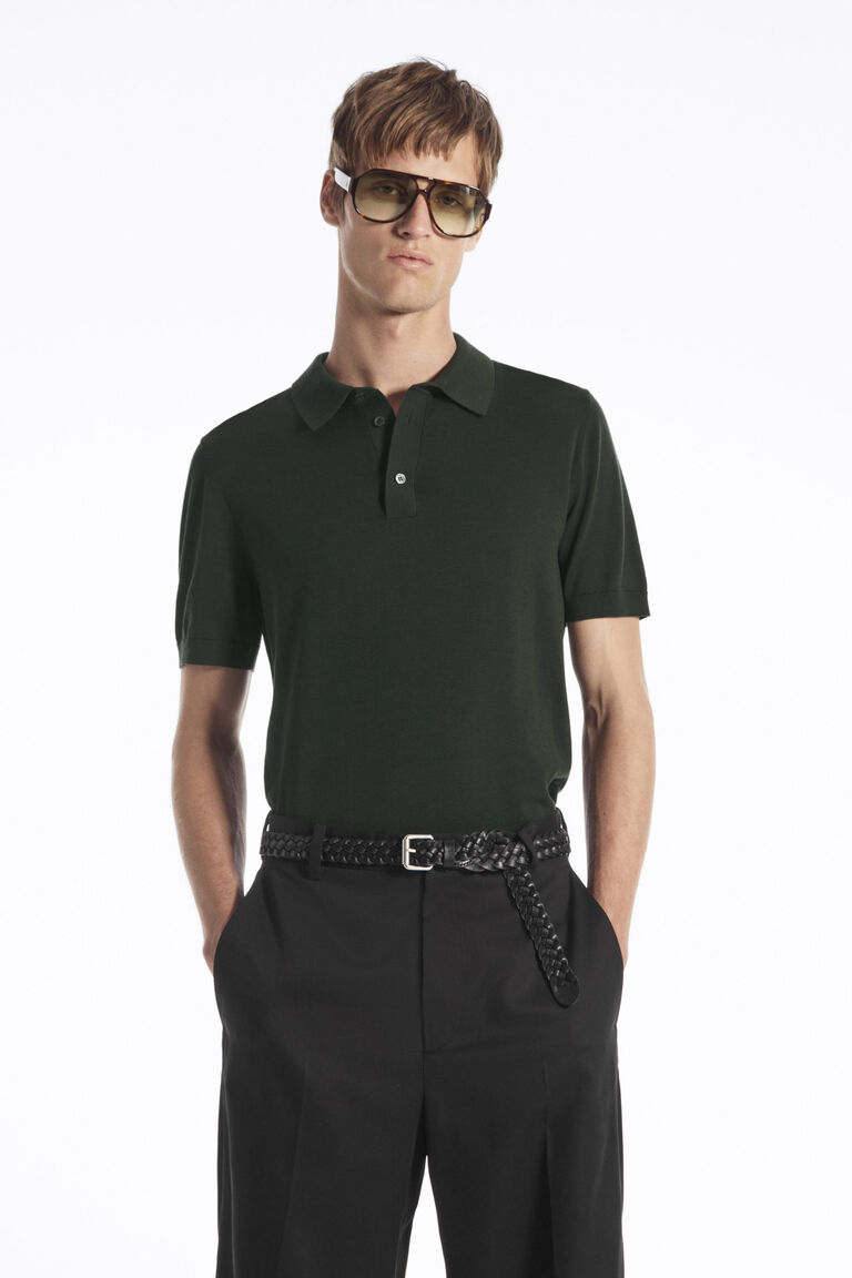 SLIM KNITTED SILK POLO SHIRT