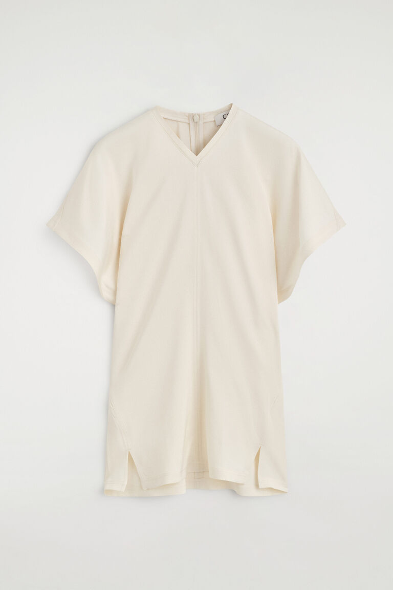DRAPED CREPE V-NECK TOP