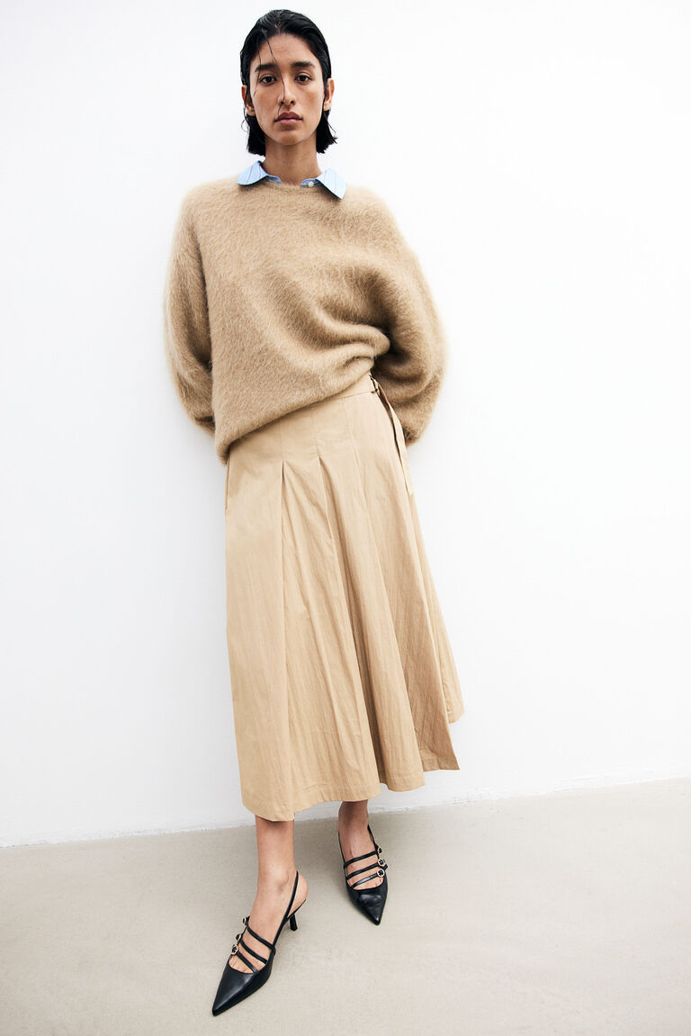 TFW49 WRAP PLEATED SKIRT ベージュ L Pleated wrap skirt