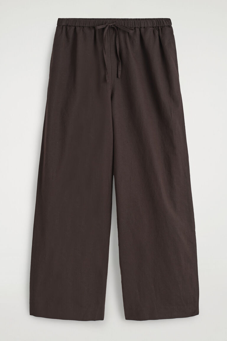 WIDE-LEG LINEN DRAWSTRING TROUSERS