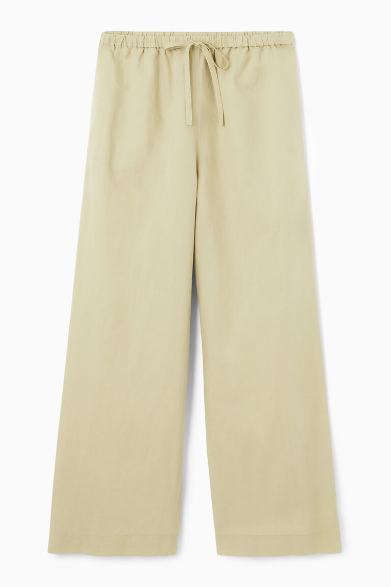 WIDE-LEG LINEN DRAWSTRING TROUSERS