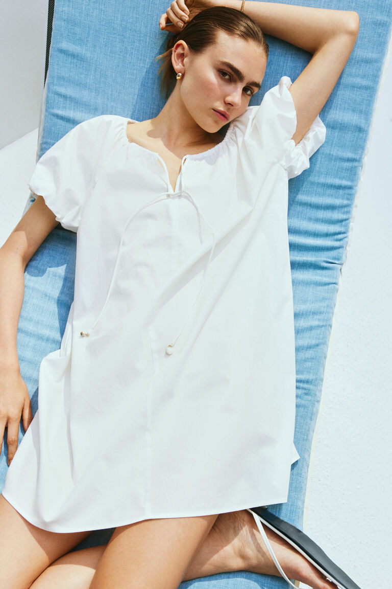 Neck Drawstring Drawstring-neck dress