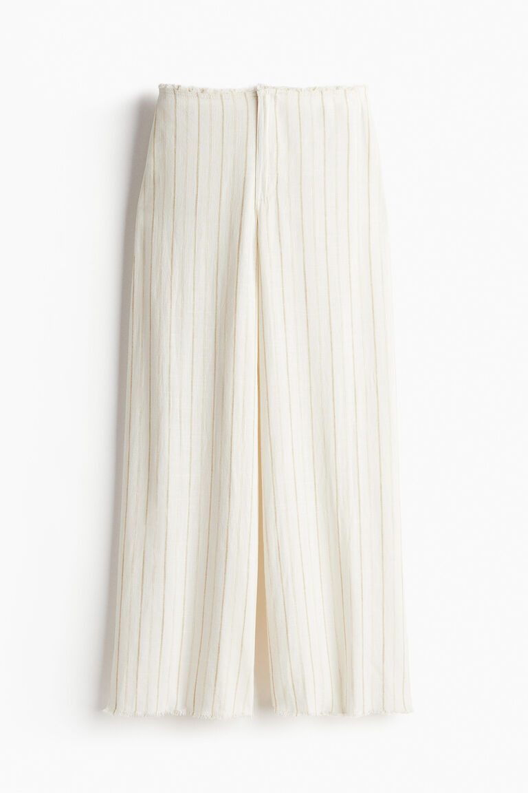 【BAON】[BAON] Hollied Linen Banding Pants - Linen 55 Beccy 01Low Straight Linen Pants White MADLADY
