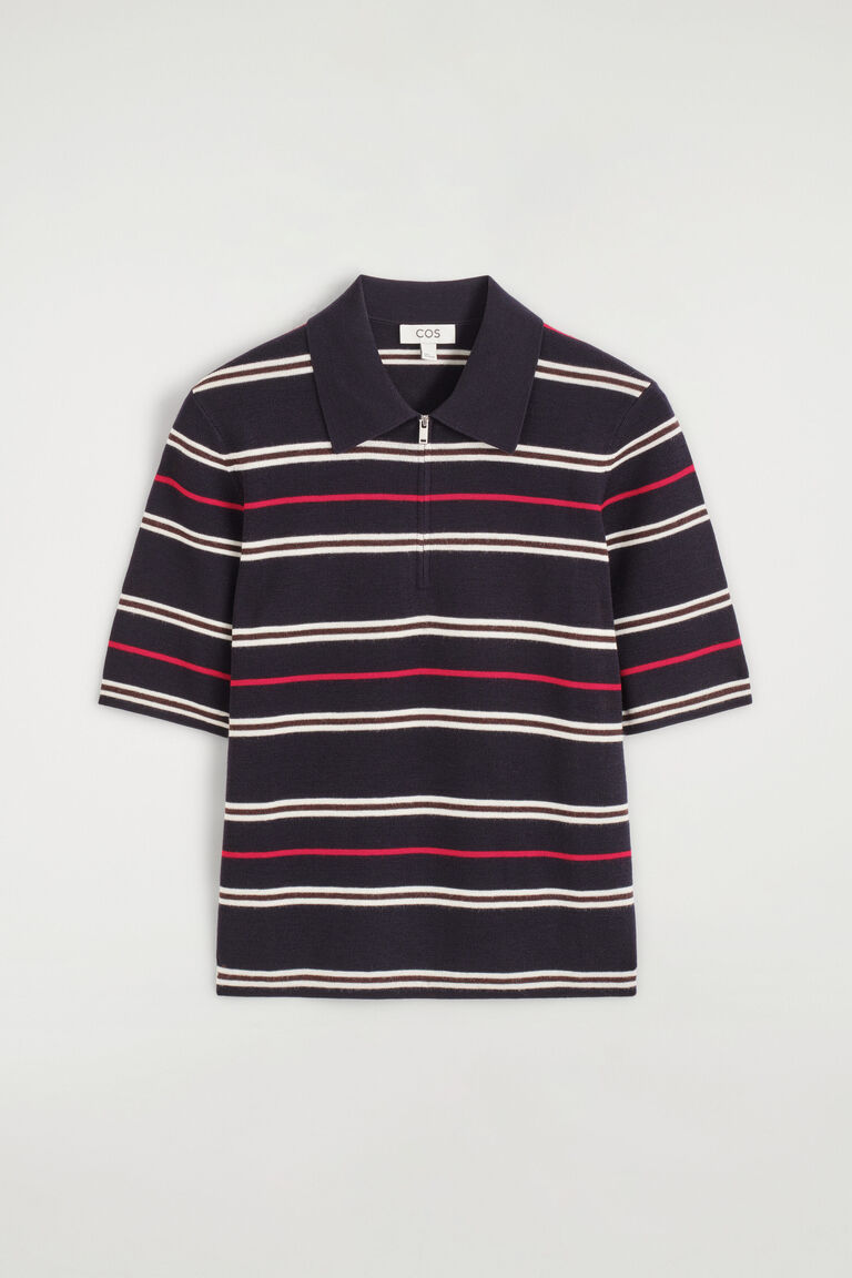 MERINO WOOL ZIP-UP POLO SHIRT
