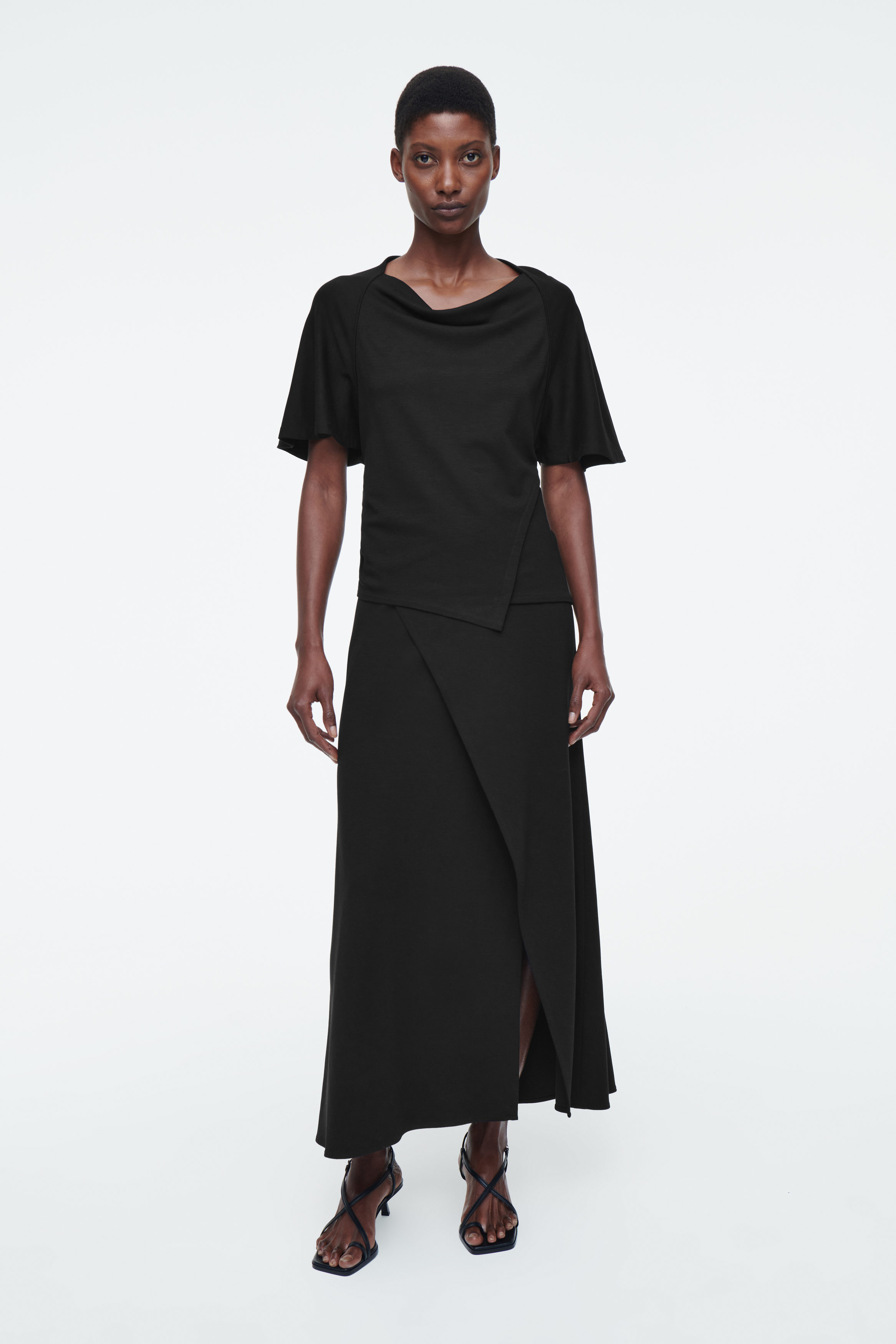JERSEY WRAP MIDI SKIRT
