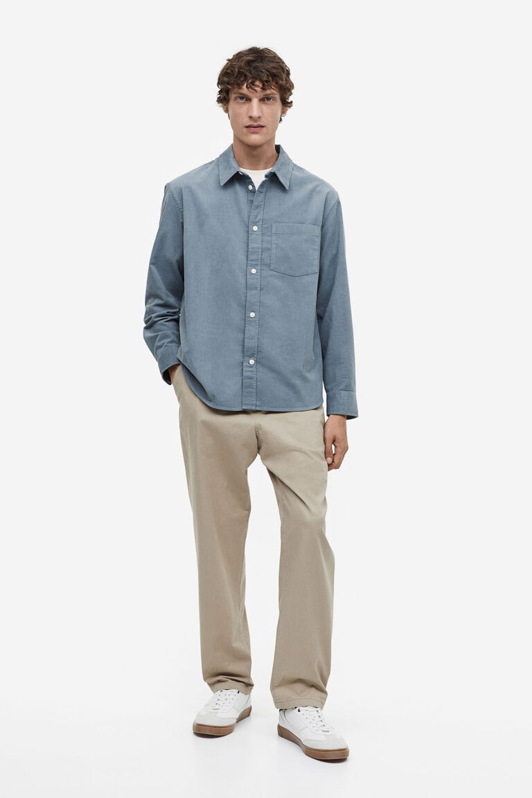 Corduroy Curved-Hem Shirt