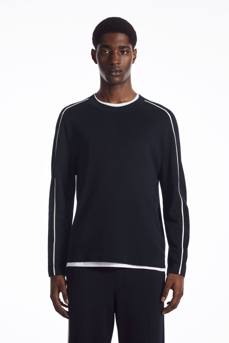 NO RETURN & EXCHANGE - MESH-PANELLED CREW-NECK JUMPER