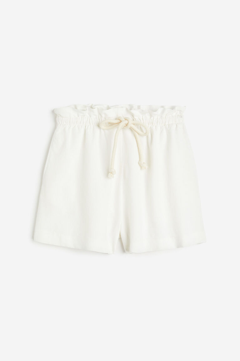 HIGHWAIST LINEN-LIKE PAPERBAG SHORTS WITH BELT