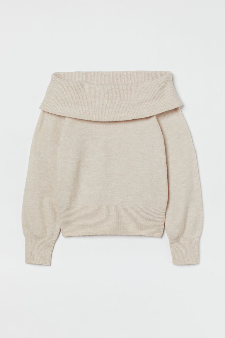 Beige off the shoulder jumper Clearance