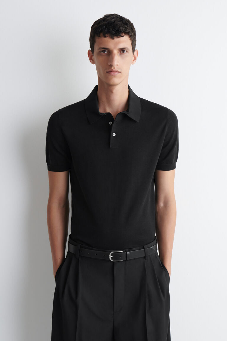 SLIM KNITTED SILK POLO SHIRT