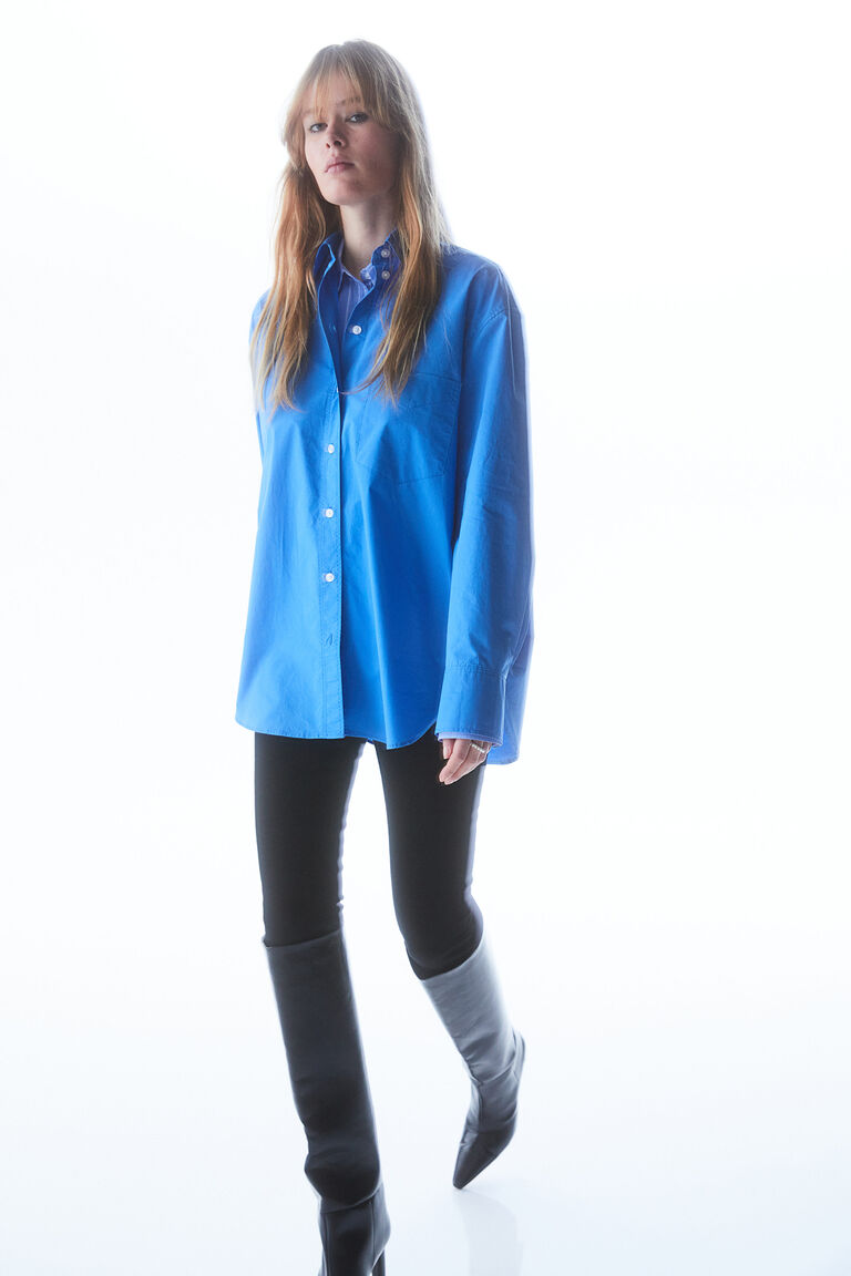 COTTON POPLIN SHIRT_BLUE CREAM main image 1