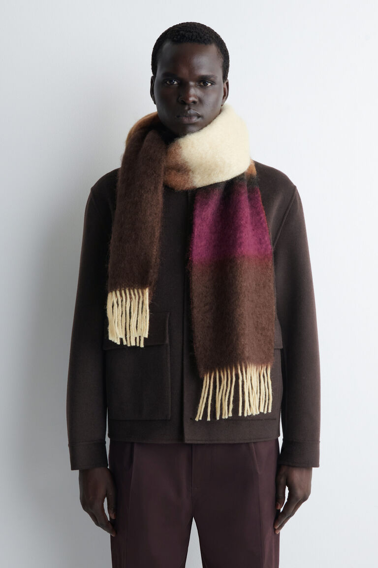 ผ้าพันคอโมแฮร์ตกแต่งขอบรุ่ย