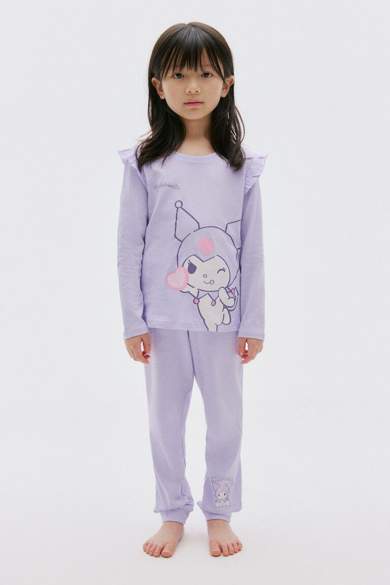Print-motif cotton pyjamas
