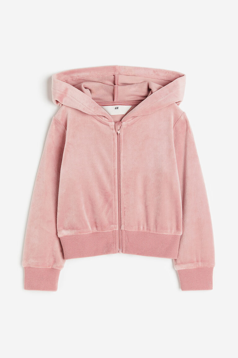 Velour zip-through hoodie