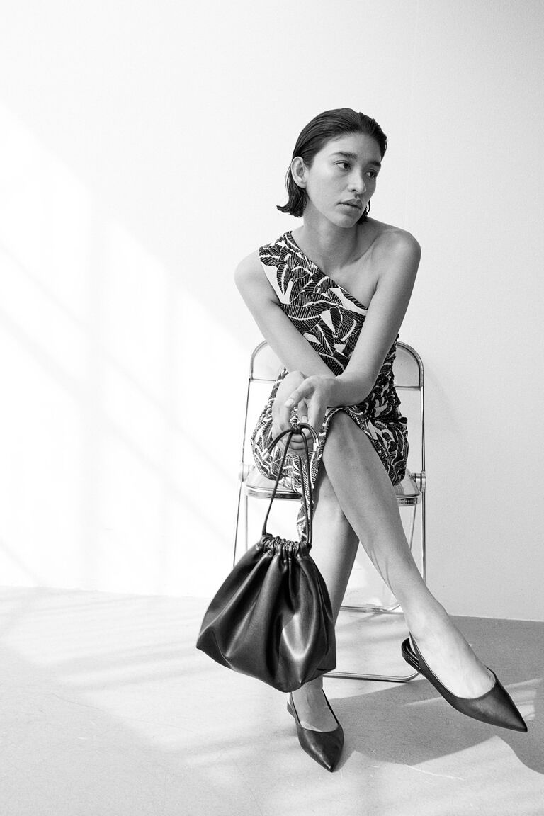 gathered one shoulder dress