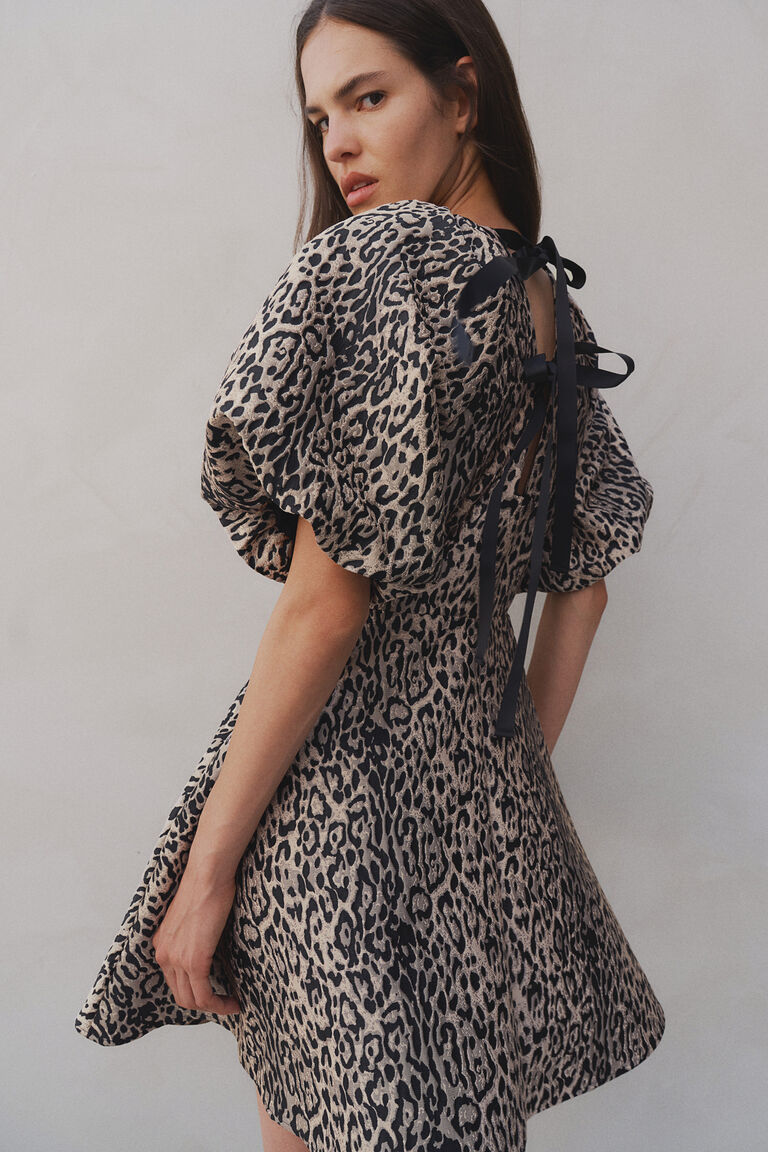 Jacquard Dress T Shirt Dress Leopard Print Warehouse Mini Leopard
