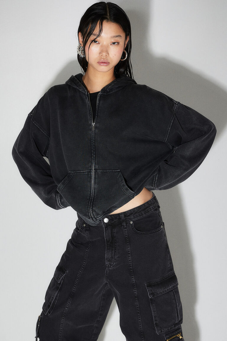 hmhページ Oversized zip-through hoodie