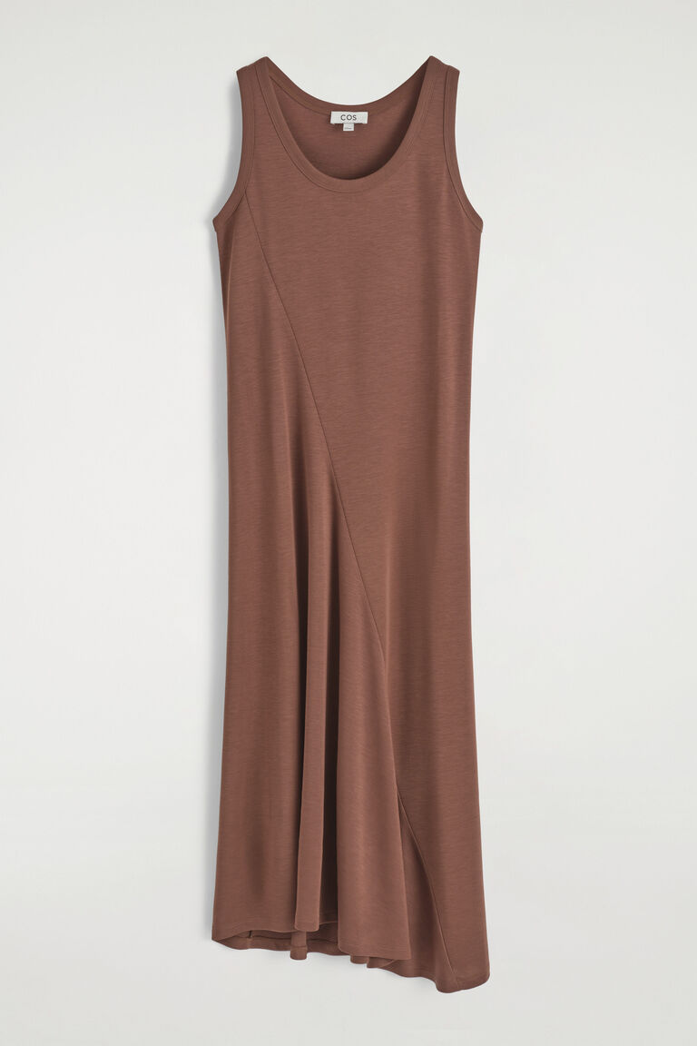 ASYMMETRIC JERSEY MIDI DRESS