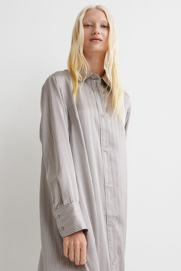 Satin shirt dress