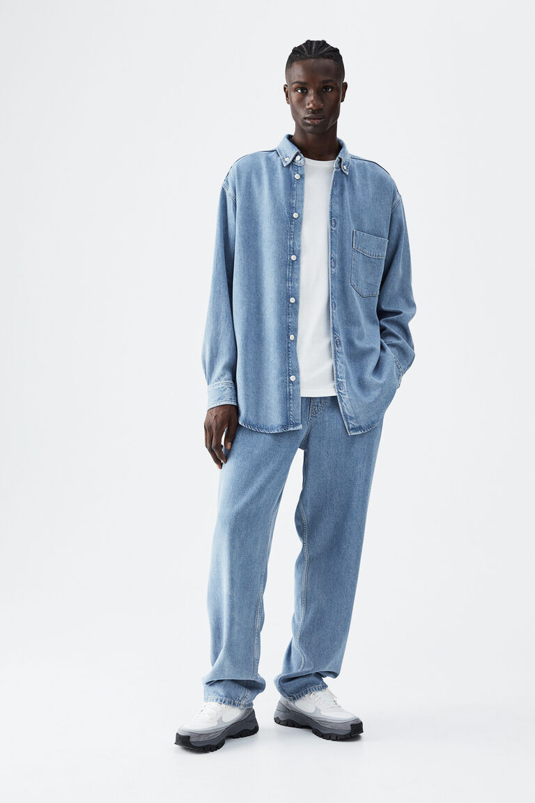 SRC Oversized Denim BD Shirt - Light Blue main image 0