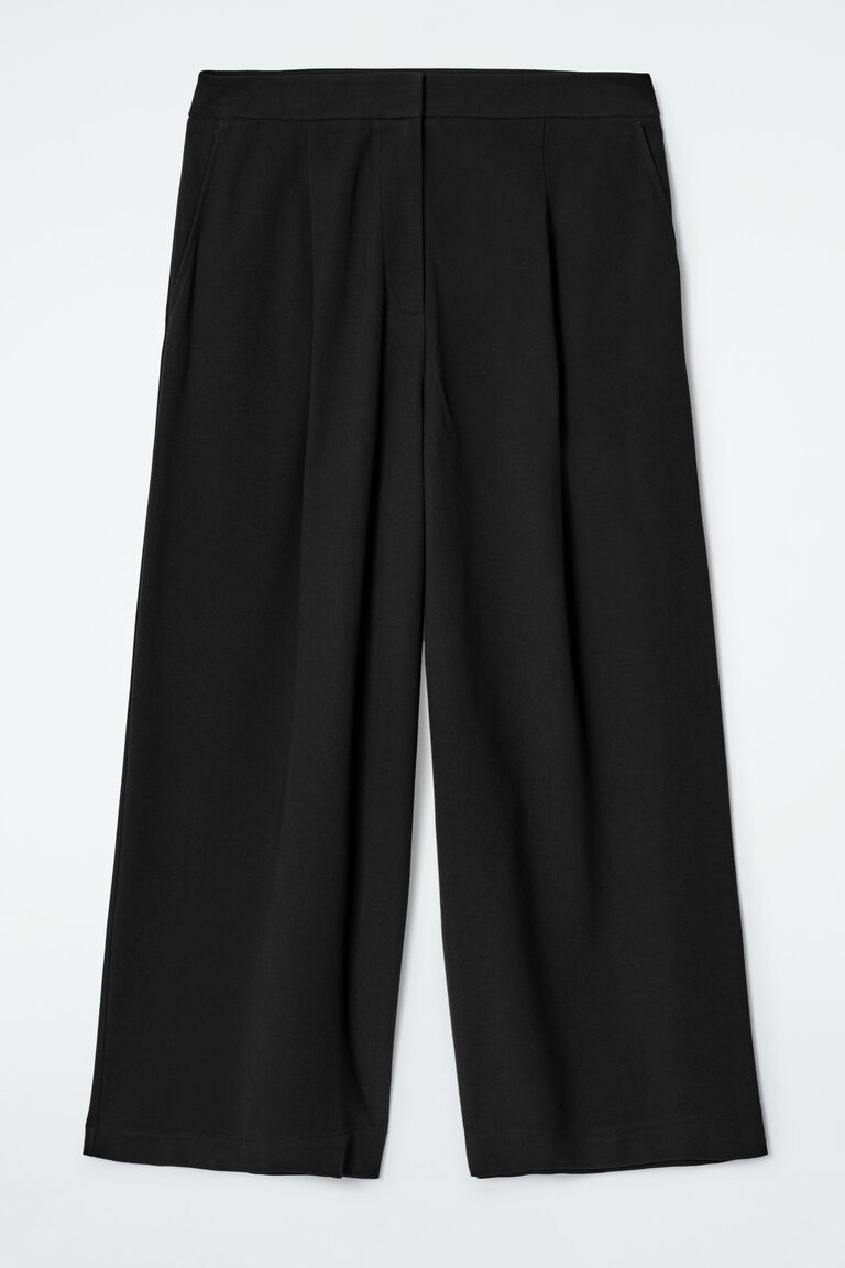 CROPPED WIDE-LEG TROUSERS