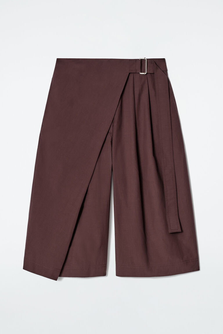 BELTED WRAP-FRONT COTTON SHORTS