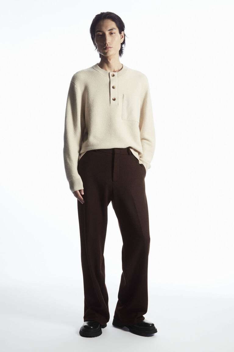 [COSYHARU公式]Fingerhole Waffle Henley Neck 関税・送料込み COSYHARU】Finger hole waffle henley neck (COSYHARU/Tシャツ