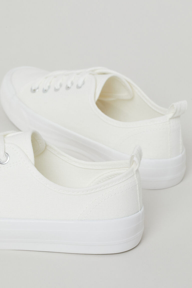 plain white canvas trainers