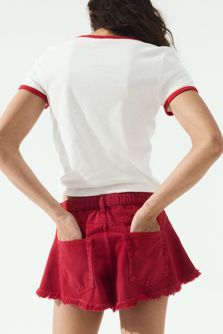ショートパンツ MSGM Woman Short Red 3841MDB03X257106 18 AMBIDEX Store △○ヴィンテージチノクロス ショートパンツ(36