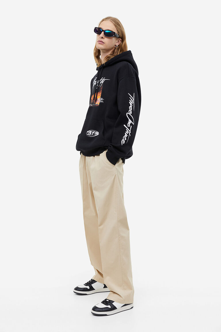 Jacquard textured Hoodie - Relaxed Fit - heavyweight