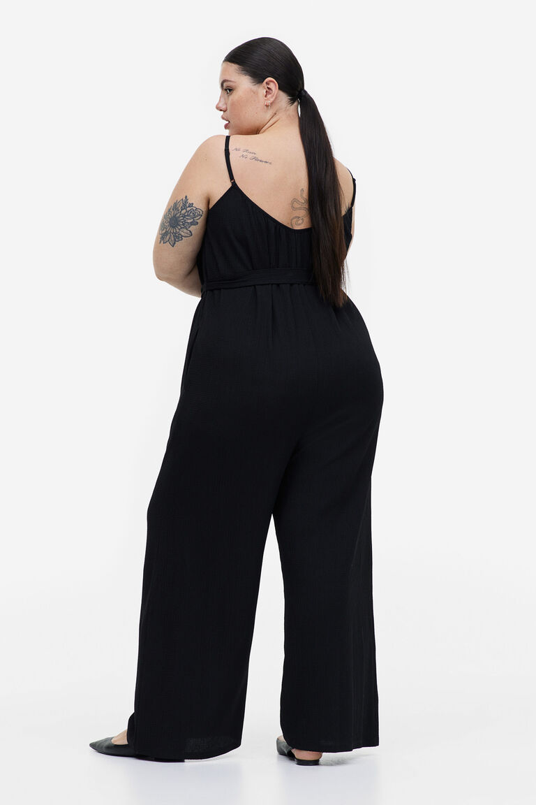 Tiebelt jersey jumpsuit