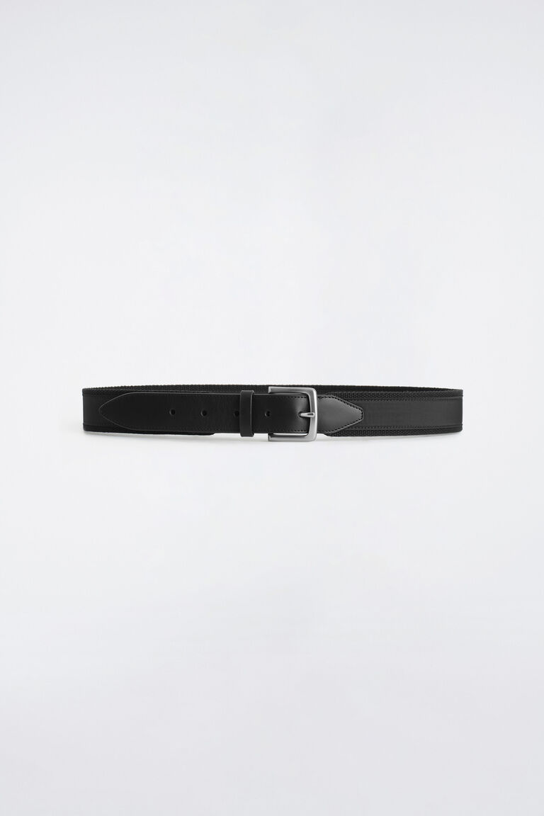LEATHER-TRIMMED WEBBING BELT