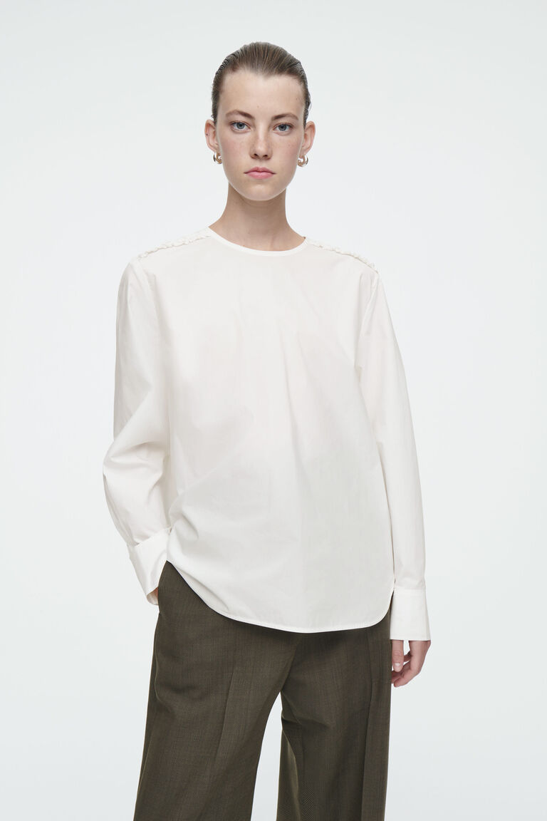 RUCHED COTTON BLOUSE