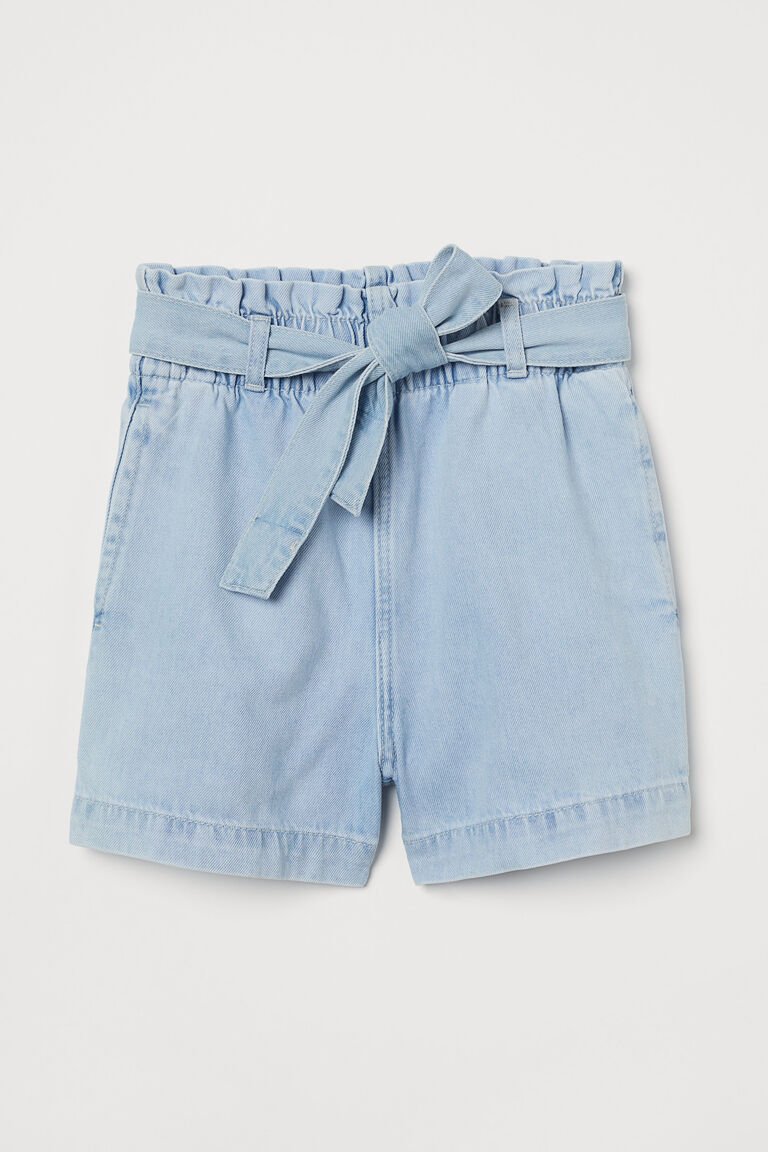 Tiebelt denim shorts