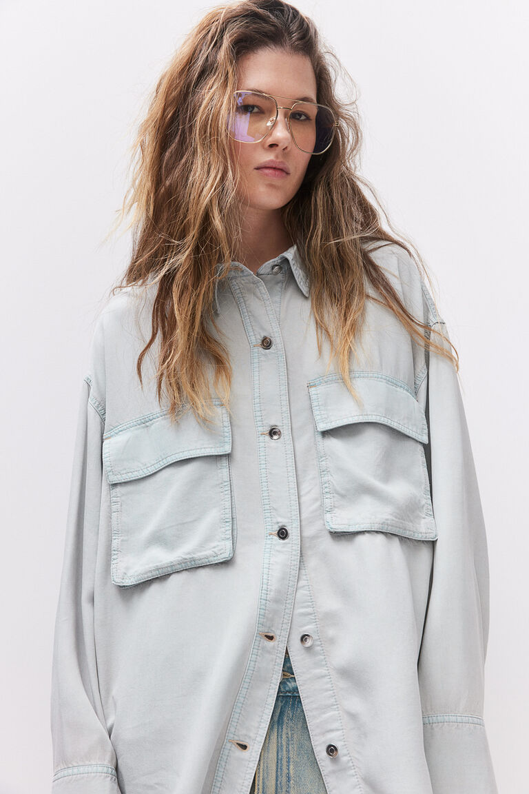 [EVISU] English Big Hills Oversize Denim shirt / 税込み 미국