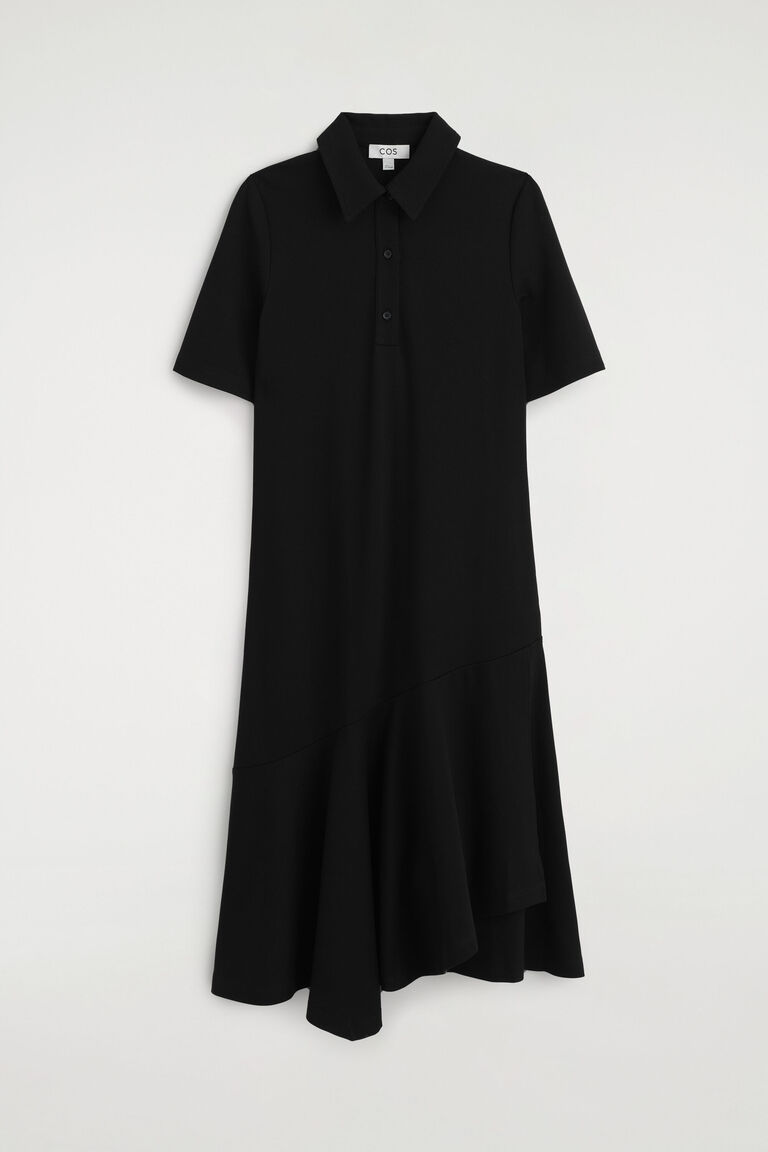 FLARED JERSEY MIDI SHIRT DRESS