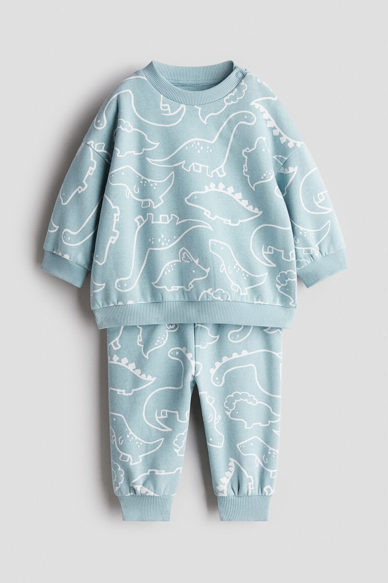 2-piece printed brushed-inside sweatshirt set